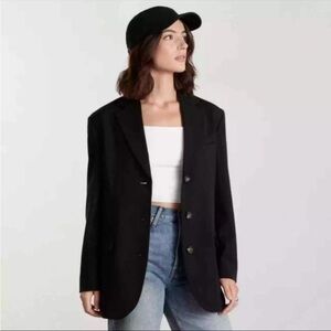 NWT Everlane 80s Oversized Three Button Structured Black Blazer